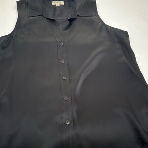 L'AGENCE Black Sleeveless Button Down Shirt